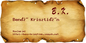 Benő Krisztián névjegykártya